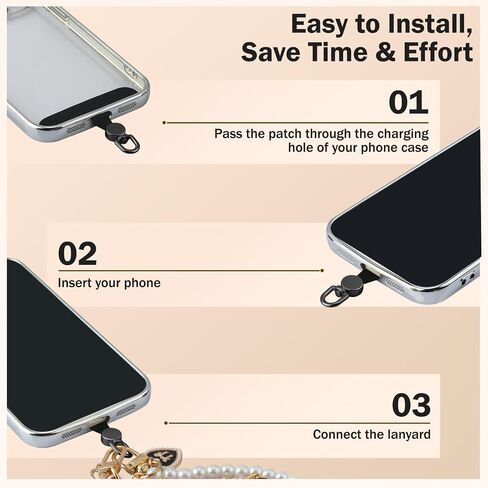 TiMOVO Phone Tether Tab Rotatable 360°, 4 Pack Cell Phone Lanyard Patch for Phone Strap, Anti-Theft Phone Tether Tab for iPhone 16, 15 & Most Smartphones, Black in Kuwait