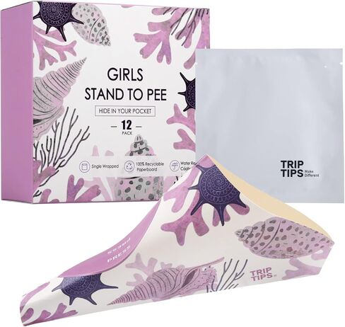 TRIPTIPS Female Urinal Disposable Female Urination Device Urinal for Women Foldable Pee Funnel for Women Waterproof Paper Stand and Pee Cup for Public Toilets, Traveling (Pack of 12) in Kuwait