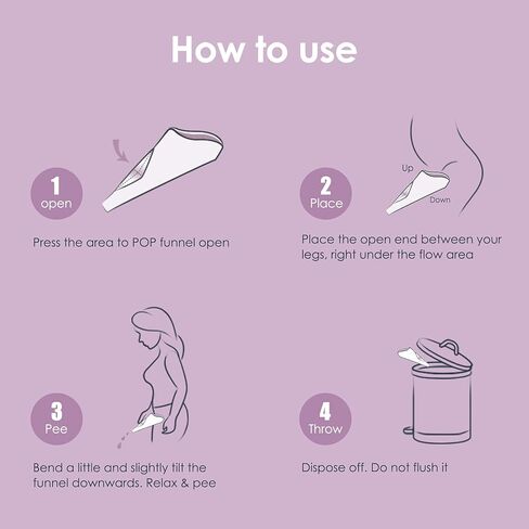 TRIPTIPS Female Urinal Disposable Female Urination Device Urinal for Women Foldable Pee Funnel for Women Waterproof Paper Stand and Pee Cup for Public Toilets, Traveling (Pack of 12) in Kuwait