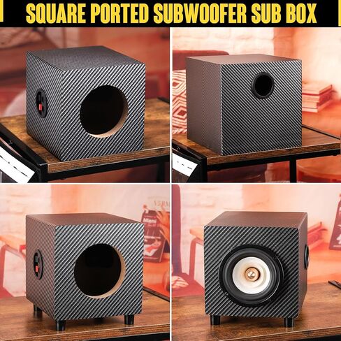 صندوق مضخم صوت مستدير مقاس 4 بوصات، حاوية مكبر صوت مربعة الشكل للسيارة، حاوية صوت للسيارة ذات اتصال صوتي أمريكي، حاوية صندوق فرعي مفرد مع وسادات قطنية ممتصة للصوت ومكبرات صوت in Kuwait