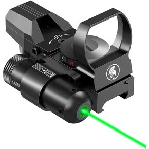 Lancer Tactical 1X22X33 Reflex Sight Red Dot Sight Red Green 4 Reticle Optics with Green Laser for 20mm Rail