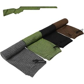 WIOR 4 Pack Gun Socks, 52 x 6 Inch Extra-Wide Knit Gun Socks for Rifles/Shotguns, Silicone Treated Gun Cover Protection Gun Sleeve with Drawstring Closure for Hunting Shooting Anti-Rust Moisture-Proof