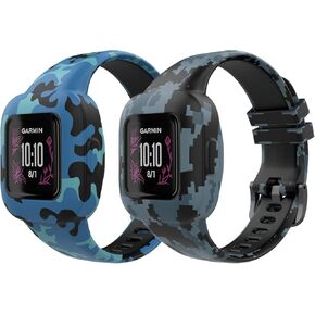 MoKo 3-Pack Strap Compatible with Garmin Vivofit jr. 3 Fitness Tracker for Kids, Soft Silicone Adjustable Replacement Band Wristband Bracelet, Starry Sky/Painting/Peacock