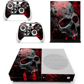 Vinyl Skin for Xbox One Slim Console & Controllers Only, Sticker Decorate and Protect Equipment Surface, Gray Skull