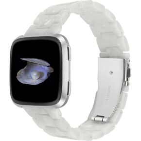 Wearlizer Resin and Stainless Steel Compatible with Fitbit Versa/Versa 2 /Versa Lite/Versa SE Bands Women Men, Lightweight Replacement Compatible with Fitbit Versa,Grey in Kuwait