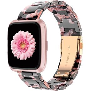 Wearlizer Resin and Stainless Steel Compatible with Fitbit Versa/Versa 2 /Versa Lite/Versa SE Bands Women Men, Lightweight Replacement Compatible with Fitbit Versa,Grey