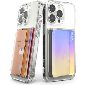 Ringke Side Slot Card Holder for Phone Case, Business Card Holder for Women, Men, ID Credit Card Holder Stick on, Phone Wallet Compatible with iPhone, Galaxy, and Pixel - Clear Mist