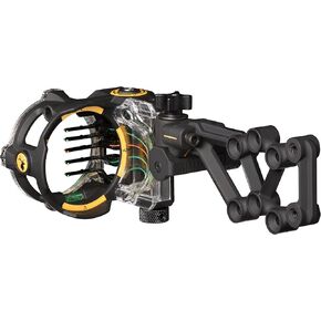 Trophy Ridge React H5 Bow Sight - 5 Pin Sight, Tool Less Windage and Elevation Adustability, 2nd Axis Leveling, Adjustable Click Light