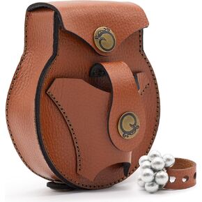 Goldboy Slingshot Ammo Pouch Storage Bag, Leather Ammo Holder with Strong Magnet, Ammunition Belt Pouch for 3/8" 1/2" 1/4" 6/19" 6mm 8mm Steel Balls
