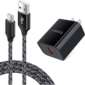 Adaptive Fast Charger for Samsung Galaxy S24 S23 S22 S22+ S22 Ultra S21 S20 FE S20+ S10 S9 S8 A21 A51 A71 A11 A10e A14 A15 Note 20 Ultra,18W Quick Charge 3.0 Wall Charger Type C Fast Charging Cable