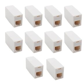 10Pcs RJ11 Coupler,Straight Telephone Inline Coupler RJ11 to RJ11 6P4C Inline Keystone Jack Female to Female,White