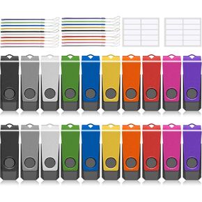 USB Stick AGECASH 4GB USB Thumb Drives 10 Pack, USB 2.0 Fat32 USB Storage Flash Drive Bulk Metal Swivel Pendrive Zip Drive USB Jump Driver with 10PCS Lanyard, Memory Stick USB Drive Pack for School
