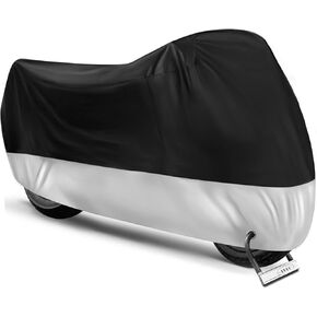 Motorcycle Cover All Season Universal Weather Waterproof Motorbike Cover with Lock-Holes & Storage Bag XXL Motorcycles Vehicle Cover for Harley Davidson, Honda, Suzuki, Kawasaki, Yamaha
