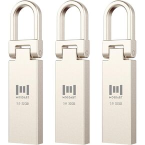 MOSDART 16GB Metal USB 2.0 Flash Drive 10 Pack Bulk Waterproof 16G Thumb Drive Jump Drive Pen Drive Memory Stick with Keychain,Silvery