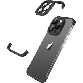 Losin Compatible with iPhone 15 Pro Case Borderless Design Camera Lens Protection Slim Thin Lightweight Soft Silicone Frameless Case Shockproof Bumper Cover for Men and Women, Natural Titanium