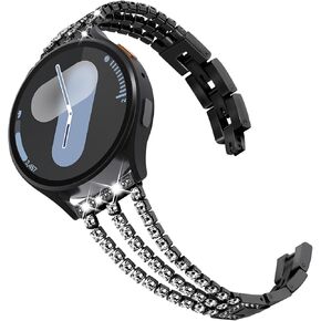 Surace Compatible with Galaxy Watch 7 Band 40mm 44mm, Galaxy Watch 6 Band, Galaxy Watch 5 Band, Galaxy Watch 4 Band Women Bling Diamond Rhinestone Link Bracelet for Samsung Watch 7/FE/6/5/4, Gold