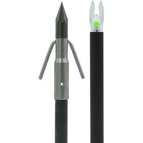 Muzzy Bowfishing Lighted Carbon Composite Archery Fish Arrow with Green X Nock Installed - Gar Point or Carp Point