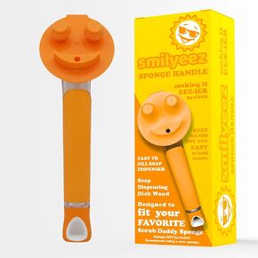 The Original Smiling Sponge Handle™ Soap Dispensing Handle - Dishwand for Scrub Daddy Sponge (Yellow) Dish Wand…