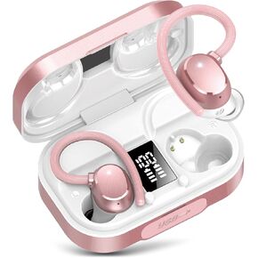 KT1 Wireless Earbuds V5.3, 120H Playtime, Bluetooth Earbuds for Small Ear, IPX7 Waterproof Running Headphones, Deep Bass, Over Ear Sport Earbuds Wireless Bluetooth Earphones for Android iOS