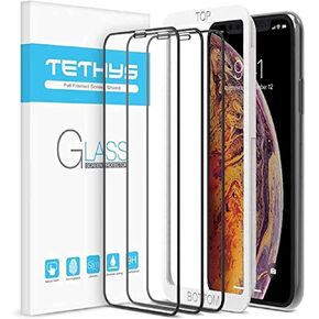 TETHYS Glass Screen Protector Designed for iPhone 11 / iPhone XR / iPhone 12 / iPhone 12 Pro [Edge To Edge] Full Coverage Tempered Glass Compatible iPhone 12/12Pro/11/Xr 6.1"[Guidance Frame], 3 Pack