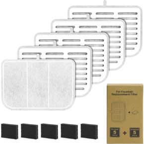 Upgraded Filter Units 3.0 for Cat Water Fountain, Replacement Filter Activated Carbon and Fiber Cotton for Clean Water (10 Packs)