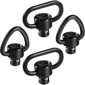 4 قطع من حلقات QD Sling Swivels، حلقة 1.25 بوصة + زر ضغط سريع القطع بحلقة D لنقطتين ومجموعة تثبيت دوارة تقليدية