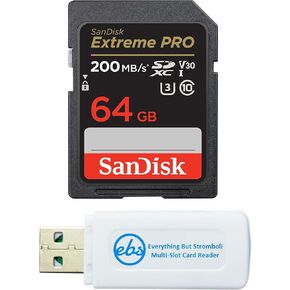 SanDisk 64GB SDXC Extreme Pro Memory Card Works with Sony Alpha a7 III, a7 II, a7, a7s, a7s II Mirrorless Camera 4K V30 UHS-I (SDSDXXY-064G-GN4IN) Plus (1) Everything But Stromboli (TM) Combo Reader