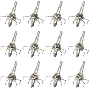 Archery Broadheads 12PK Small Game Judo and Hammer Mixed Set 100 or 125 Grain Field Arrow Practice Spiral Tip for Small Game Hunting (silver-judo-125gr-J)