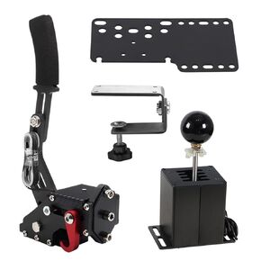 Dexepe PC USB Simulator Shifter 64 Bit Handbrake with Clamp Compatible with ATS ETS Dust WRC Sim Racing Games Compatible with G29 G27 G25 G920 T300RS/GT Steering Wheel Sequential H Gear Shifter 7+R Black PC System only