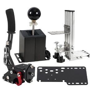 PC USB Simulator Shifter 64 بت فرملة اليد مع مجموعة رافعة على شكل حرف L متوافقة مع G29 G27 G25 G920 T300RS/GT عجلة القيادة متسلسل H Gear Shifter متوافق مع ATS ETS Dust WRC Sim Racing Games 6+R أسود