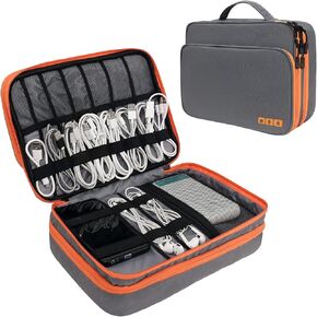 Travel Cable Organizer Bag, 3 Layer X-Large Capacity Electronics Accessories Cord Storage Case Bag for Cables, SD Card,Chargers, Power Bank, Cellphone,Tablet