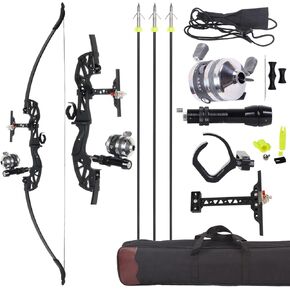 Archery Recurve Bow Fishing Kit - 53" Ergonomic Takedown Bowfishing Bow 30/40LBS with Bowfishing Reel Set & 3Pcs Solid Fishing Arrows for Outdoor Fishing Shoot Complete Set - RH Only