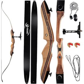 KESHES Takedown Recurve Bow and Arrow Set for Adults & Teens 62" - 15-60lb Draw Weight, Right & Left Handed Bows - Archery Set with Bowstring, Arrow Rest, Stringer Tool, and Bow Sight