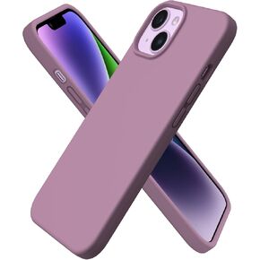 ORNARTO Compatible with iPhone 14 Case 6.1, Slim Liquid Silicone 3 Layers Full Phone Covered Soft Gel Rubber Case Protective Phone Cover 6.1 Inch-Pastel Lilac