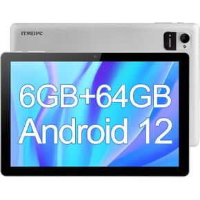 10 inch Tablet Android 12 Tablets, 6GB RAM 64GB ROM 128GB Expandable, 4-Core Processor, 1280 * 800 HD IPS Touch Screen, 2+5MP Dual Camera, WiFi, Bluetooth 5.2, 6000mAh Battery (Space Silver)