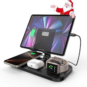 Wireless Charger 4 in 1 for Apple Charging Station for iPhone 16 Pro Max/15/14 Series, AirPods Pro 2, iPad Stand, Watch Charger for iWatch Series 10/9/8, Wireless Charging Station for Multiple Devices