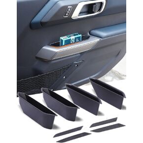 Savadicar Front Door Handle Storage Box, Interior Door Side ABS Pockets Organizer for 2021 2022 2023 Ford Bronco 2/4 Door, Expansion Accessories, Black, 2 PCs