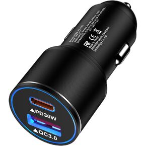 48W USB C Car Charger, All Metal 12V USB Outlet PD & QC 3.0 Fast Charge iPhone Car Charger Adapter Type C Flush Fit Car Plug for iPhone 16 15 14 13 12 11 Pro Max SE XR X,Samsung S24 S23 S22 A14 A54