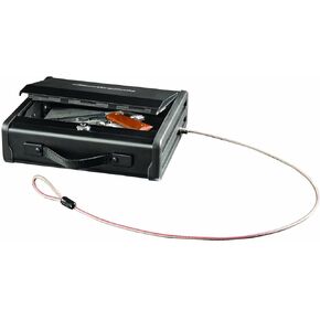 SentrySafe Portable Gun Safe with Key Lock, Steel Cable, and Carrying Handle has a One Handgun Capacity, Gun Safe for Car or Home, PP1K