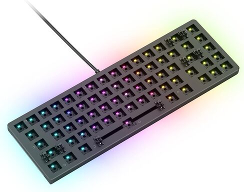 Glorious Gaming GMMK 2 Compact 65% Barebones (الإطار فقط) - إطار لوحة مفاتيح ميكانيكية للألعاب، حجم TKL صغير (65%)، ألومنيوم، قابل للتخصيص، لكل مفتاح RGB، تخطيط QWERTY أمريكي - أسود in Kuwait