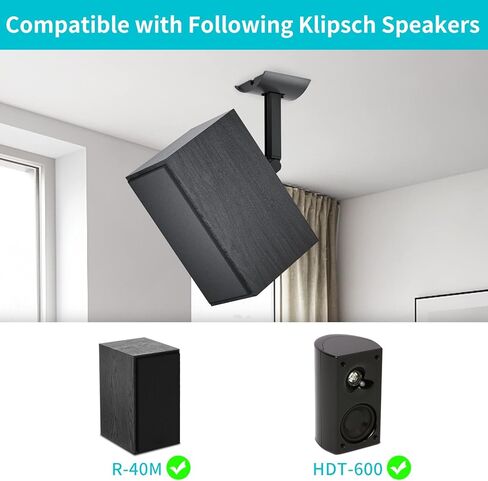 حامل جدار مكبر صوت لـ Klipsch R-40M، حامل مكبر صوت HDT-600، حامل سقف مكبر صوت على رف الكتب قابل للتعديل لحامل تثبيت مكبر صوت Klipsch دوار وإمالة، عبوتان in Kuwait