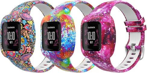 حزام MoKo 3 عبوات متوافق مع Garmin Vivofit jr. 3 جهاز تتبع اللياقة البدنية للأطفال، سوار معصم بديل من السيليكون الناعم قابل للتعديل، سماء مرصعة بالنجوم/لوحة/طاووس in Saudi Arabia