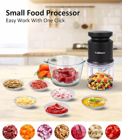 Food Processor, 400W Electric Food Chopper with 2 Glass Bowls (8 Cup+2.5 Cup), Meat Grinder with 2 Sets Stainless Steel Blades for Baby Food,Meat, Vegetables, Fruits, Nuts in Saudi Arabia