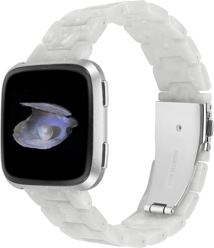 Wearlizer Resin and Stainless Steel Compatible with Fitbit Versa/Versa 2 /Versa Lite/Versa SE Bands Women Men, Lightweight Replacement Compatible with Fitbit Versa,Grey in Kuwait