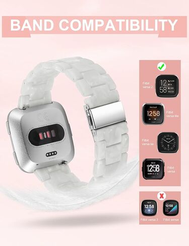 Wearlizer Resin and Stainless Steel Compatible with Fitbit Versa/Versa 2 /Versa Lite/Versa SE Bands Women Men, Lightweight Replacement Compatible with Fitbit Versa,Grey in Kuwait