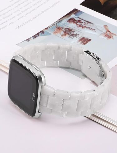 Wearlizer Resin and Stainless Steel Compatible with Fitbit Versa/Versa 2 /Versa Lite/Versa SE Bands Women Men, Lightweight Replacement Compatible with Fitbit Versa,Grey in Kuwait