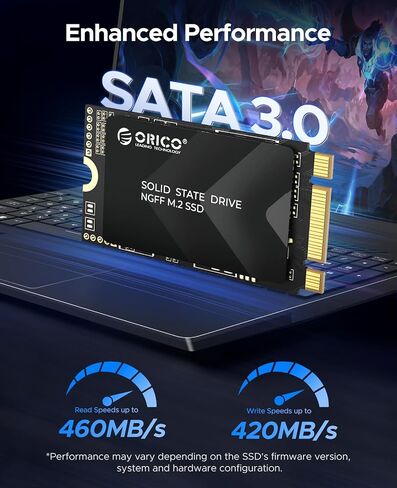 ORICO 128GB M.2 2242 SATA SSD, Compact Internal Solid State Drive with TLC NAND Flash, Up to 460MB/s Read & 420MB/s Write Speeds, Compatible with Ultra-Thin Laptops, and Mini PCs - Y20M-2242 in Saudi Arabia