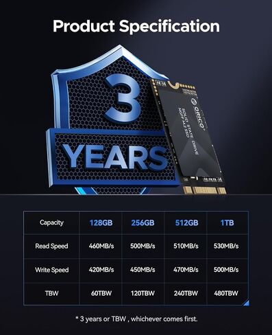 ORICO 128GB M.2 2242 SATA SSD, Compact Internal Solid State Drive with TLC NAND Flash, Up to 460MB/s Read & 420MB/s Write Speeds, Compatible with Ultra-Thin Laptops, and Mini PCs - Y20M-2242 in Saudi Arabia