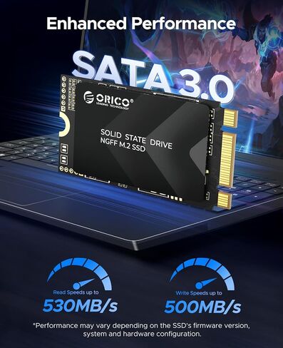 ORICO 128GB M.2 2242 SATA SSD, Compact Internal Solid State Drive with TLC NAND Flash, Up to 460MB/s Read & 420MB/s Write Speeds, Compatible with Ultra-Thin Laptops, and Mini PCs - Y20M-2242 in Saudi Arabia
