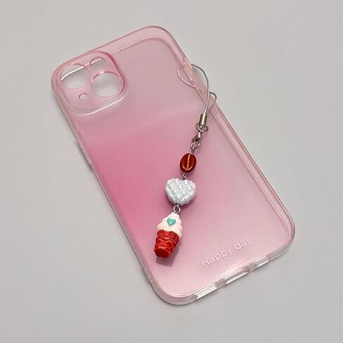 Cute Phone Charm Aesthetic Y2K Phone Charms Strap Red Strawberry Bear Star Cake Fork Spoon Heart Accessories for Phone Keychain Camera Purse Backpack Bag Pendants Décor (1x Ice cream) in Kuwait